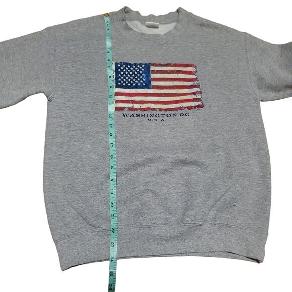 Washington D.C. US Flag Crewneck Pullover Grey Sweatshirt Women's Small Souvenir - Picture 11 of 11